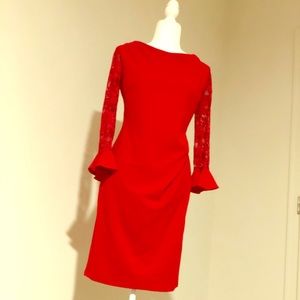 Red lace long sleeve dress 
Color: Red
Size: 8